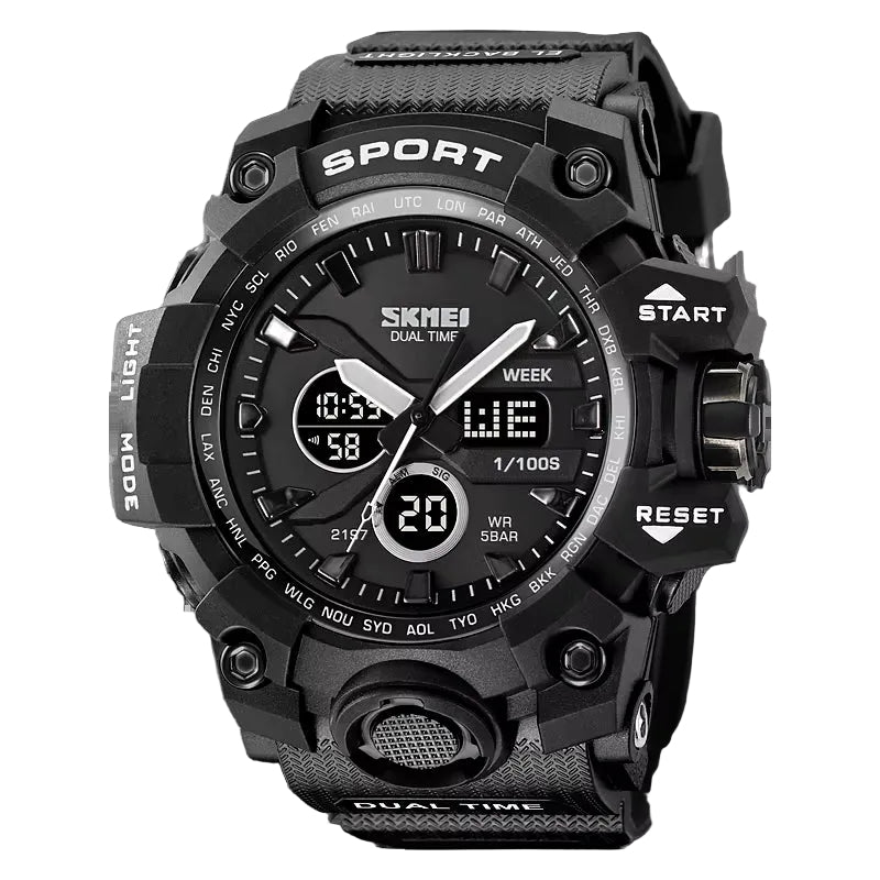 2 Time Men'S Watche Man Electronic Sports Watches for Men Stopwatch Back Light Alarm Waterproof Quartz Clock Digital Watch