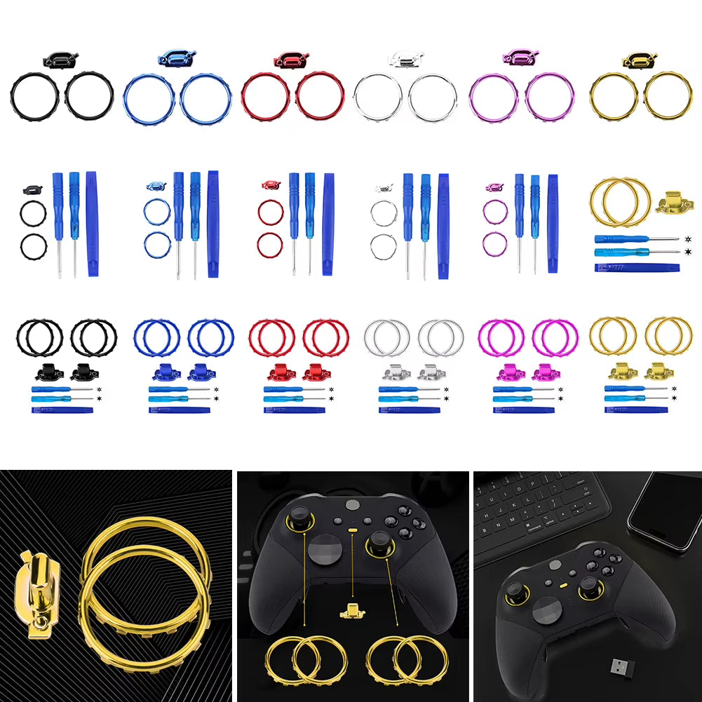 Accent Rings Replacement Kit Profile Switch Buttons Replacement Parts with Screwdriver for Xbox One Elite Series 2 Controller