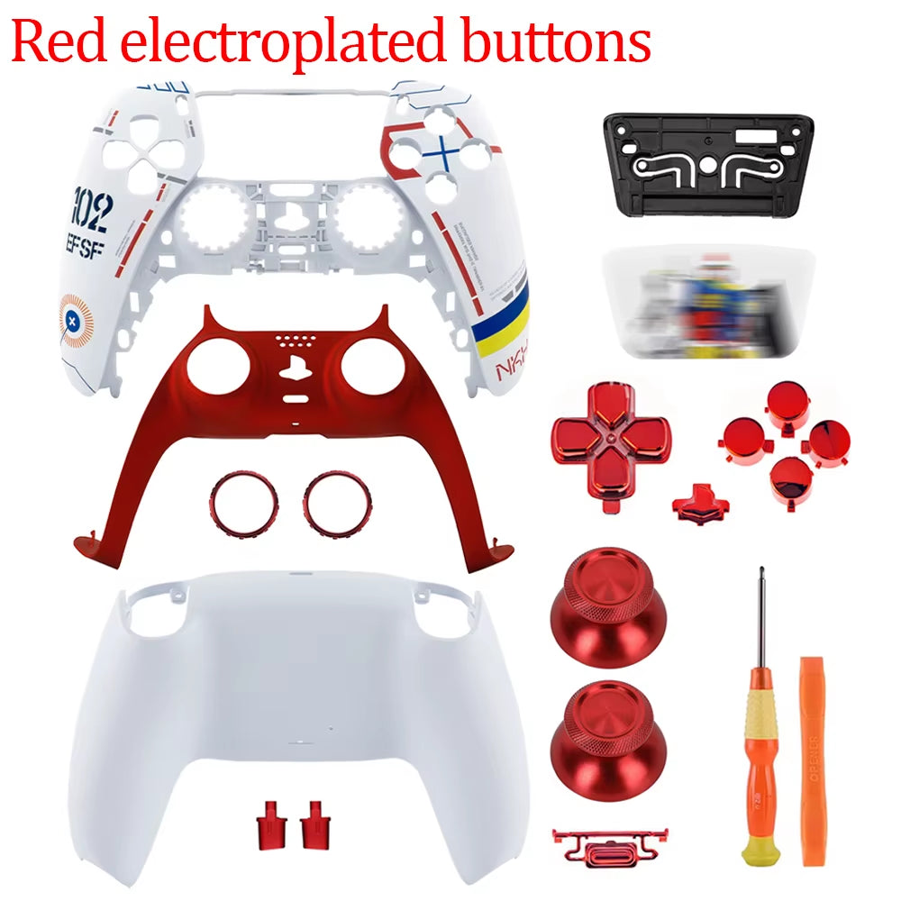 For PS5 Controller Limited Gundam Housing Shell Kit BDM-010/020/030/040/050 Metal Joystick Front Back Touchpad Cover Case