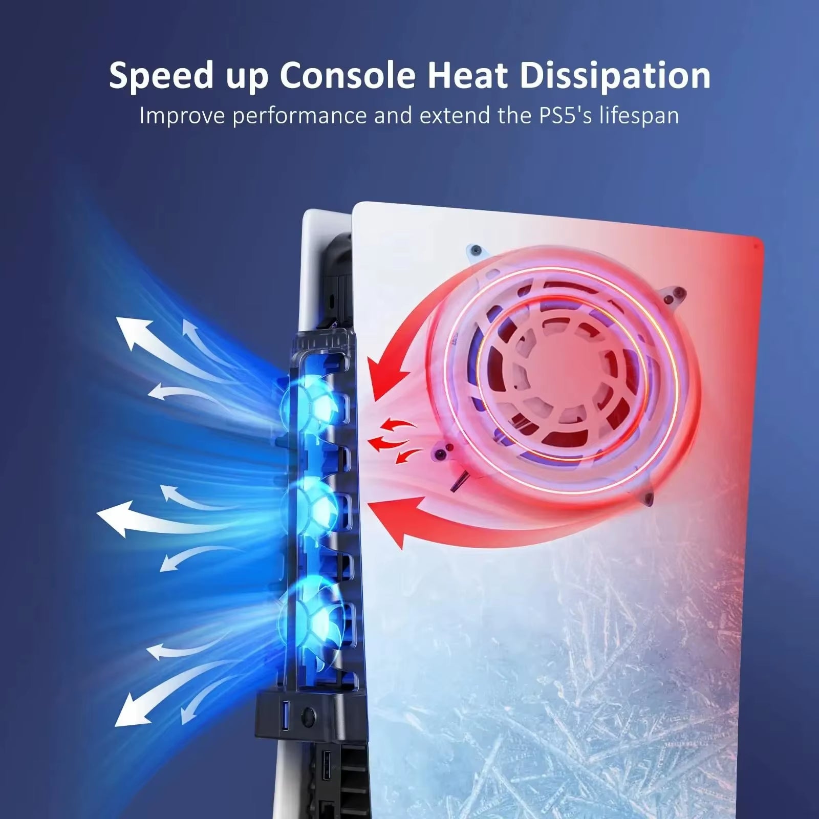 For PS5 Accessories Cooling Fan with LED Light for PS5 Both Disc and Digital Editions Gaming Accessorie Cooling System