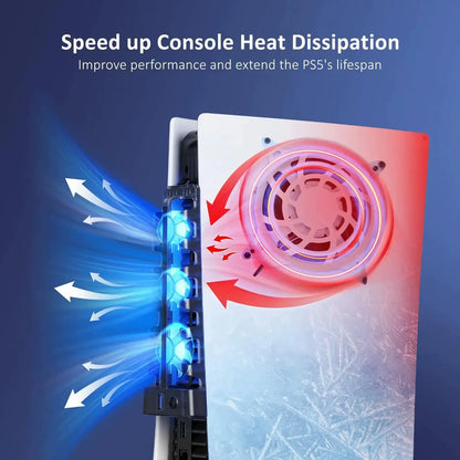 For PS5 Accessories Cooling Fan with LED Light for PS5 Both Disc and Digital Editions Gaming Accessorie Cooling System