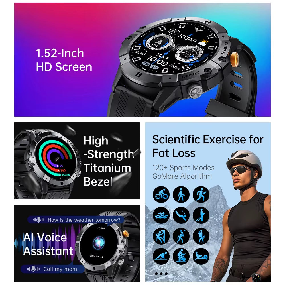 Outdoor Military Smart Watch Bluetooth Call Smartwatch Fitness Clock IP68 Waterproof Sports Men'S Watches for IOS Android 2025