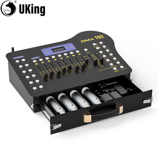 U'King Wireless DMX 512 Console&Midi Operator 192 Channel Light Controller with Drawer Transmitter&4 Rechargeable Receivers