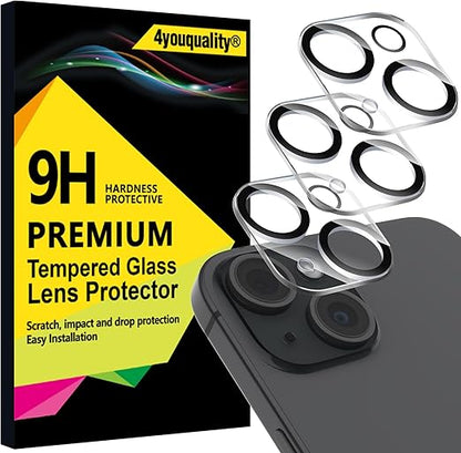 [3-Pack Camera Lens Protector for iPhone 15 (6.1-Inch) & iPhone 15 Plus (6.7-Inch), 9H Tempered Glass, [LifetimeSupport][Case-Friendly][Anti-Scratch][Does Not Affect Night Shots]