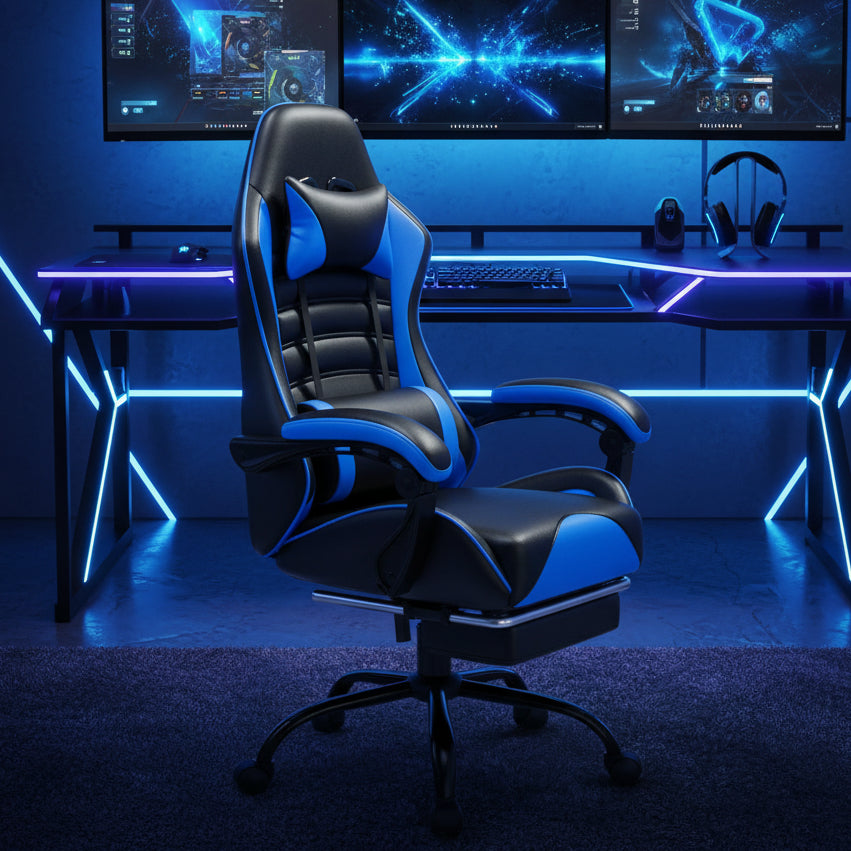 Ergonomic Gaming Chair with Footrest, Racing Style Video Game Chair for Adults, Reclining Gamer Chair Office Chair