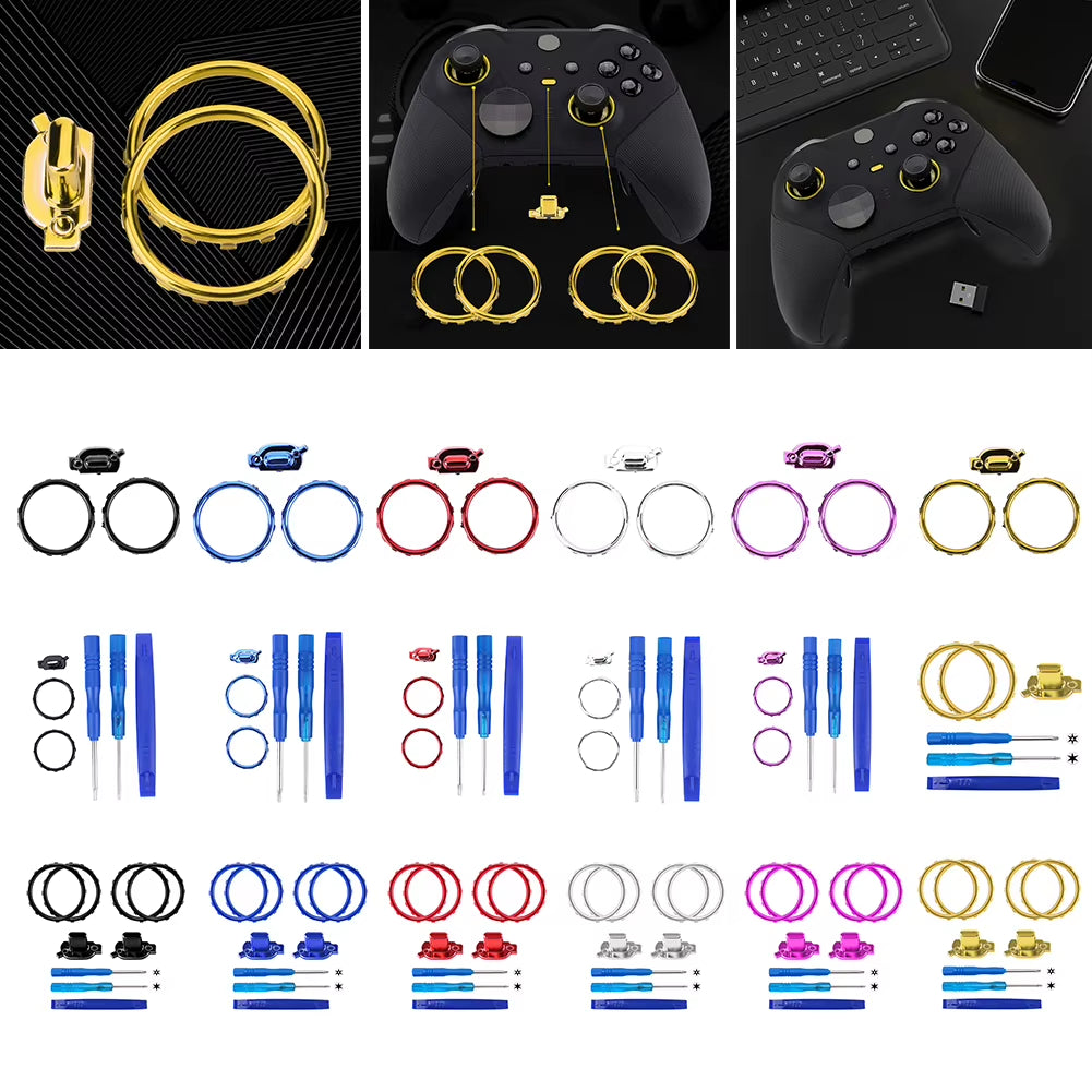 Accent Rings Replacement Kit Profile Switch Buttons Replacement Parts with Screwdriver for Xbox One Elite Series 2 Controller