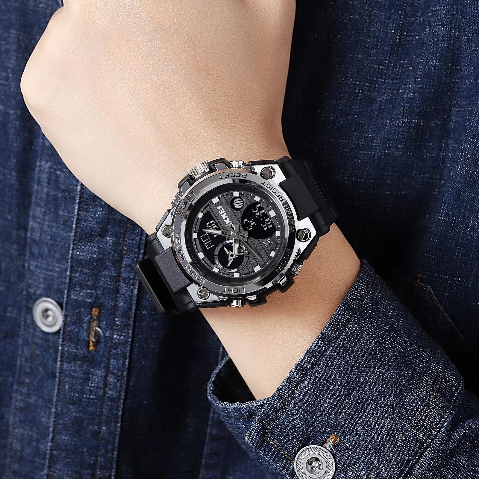 2031 Mens Multifunction Chrono Date 5Bar Waterproof Wristwatch Reloj Hombre Japan Digital Movement Back Light Sport Watche