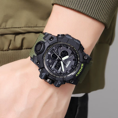 2 Time Men'S Watche Man Electronic Sports Watches for Men Stopwatch Back Light Alarm Waterproof Quartz Clock Digital Watch