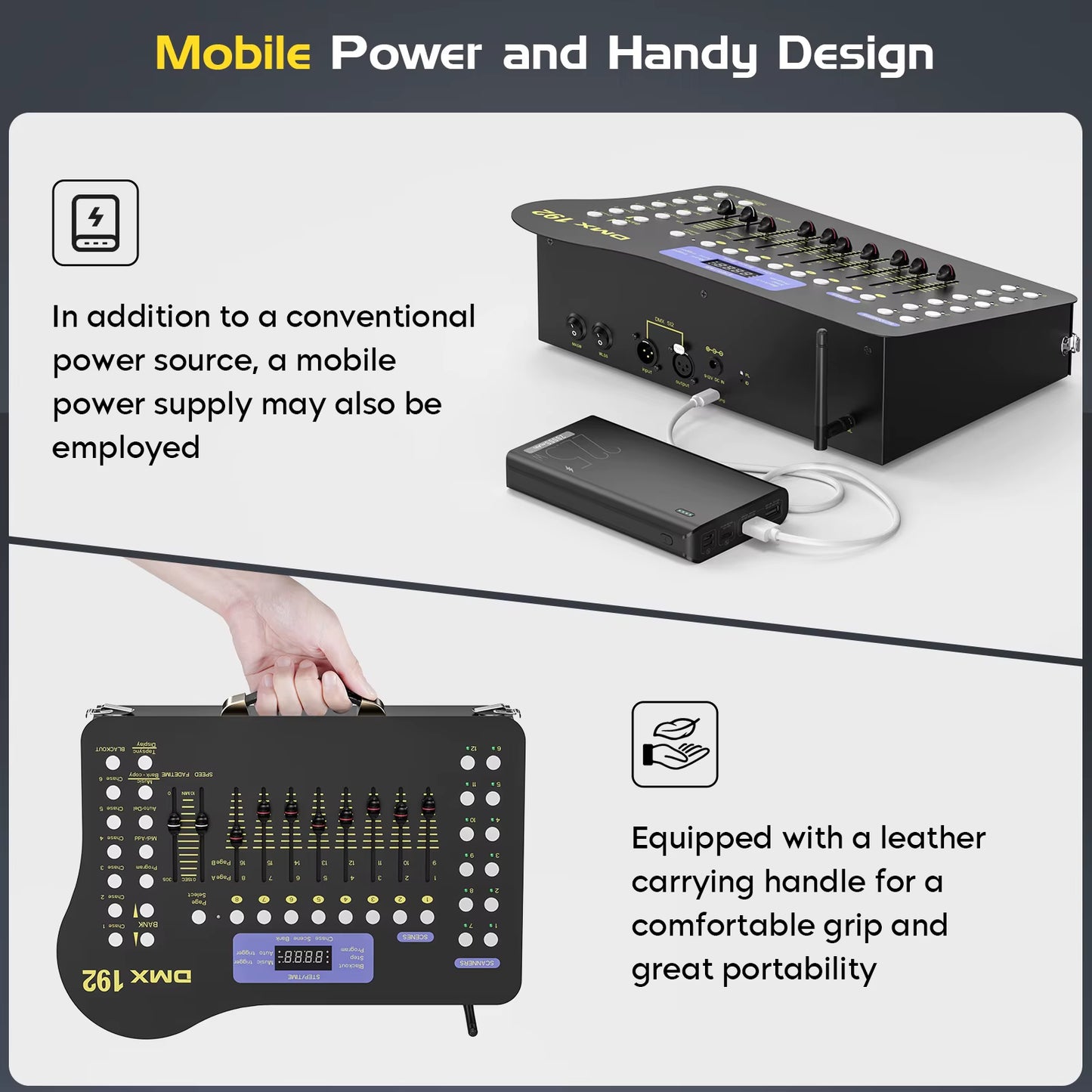 U'King Wireless DMX 512 Console&Midi Operator 192 Channel Light Controller with Drawer Transmitter&4 Rechargeable Receivers