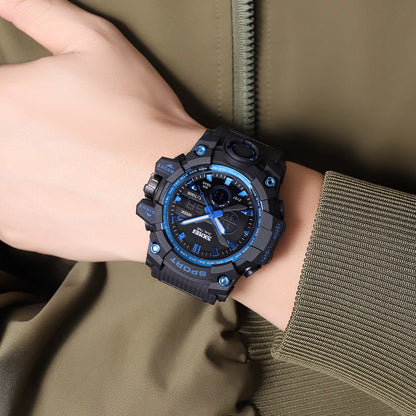 2 Time Men'S Watche Man Electronic Sports Watches for Men Stopwatch Back Light Alarm Waterproof Quartz Clock Digital Watch