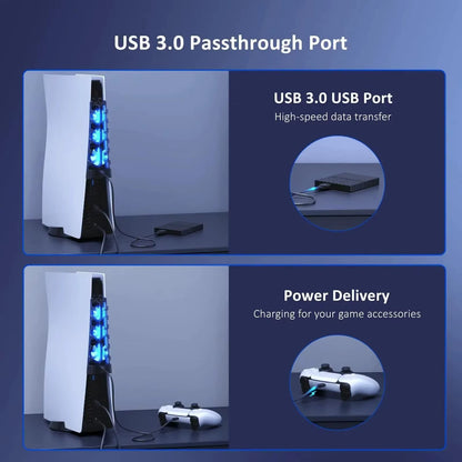 For PS5 Accessories Cooling Fan with LED Light for PS5 Both Disc and Digital Editions Gaming Accessorie Cooling System