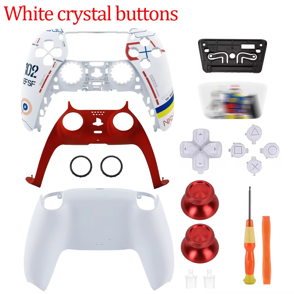 For PS5 Controller Limited Gundam Housing Shell Kit BDM-010/020/030/040/050 Metal Joystick Front Back Touchpad Cover Case
