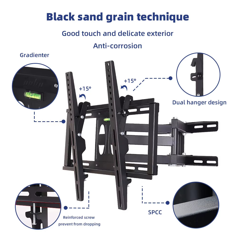 Full Motion TV Wall Mount Bracket for 26-55 Inch LED LCD Tilt Swivel
