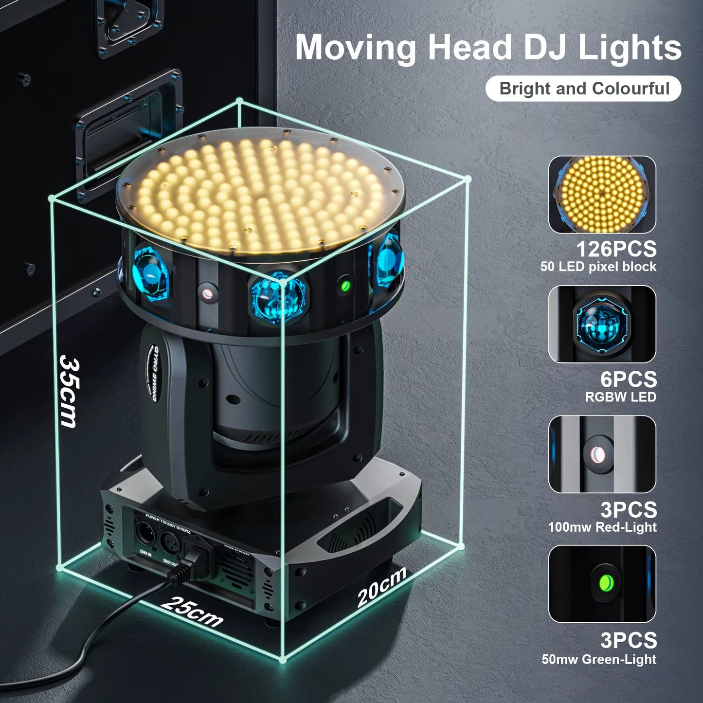 Mini LED 6X15W RGBW Moving Head Lighting 138PCS Bulbs Beam Lights DMX512 Stage Light for Disco KTV Party Lighting