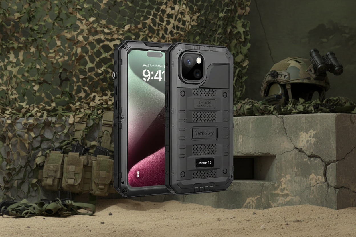 J4TECHNOLOGY Case for iPhone 15, Waterproof Heavy Duty Tough Metal Armour Cover Shockproof Dustproof Built-in Screen Protector, Robust 360 Full Body Military Protective Rugged Case for iPhone 15 6.1inch